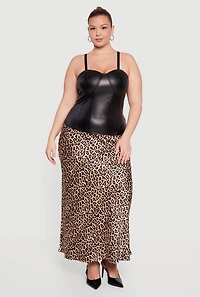 Plus Faux Leather Zip Back Bustier Top