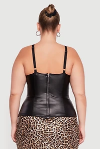 Plus Faux Leather Zip Back Bustier Top