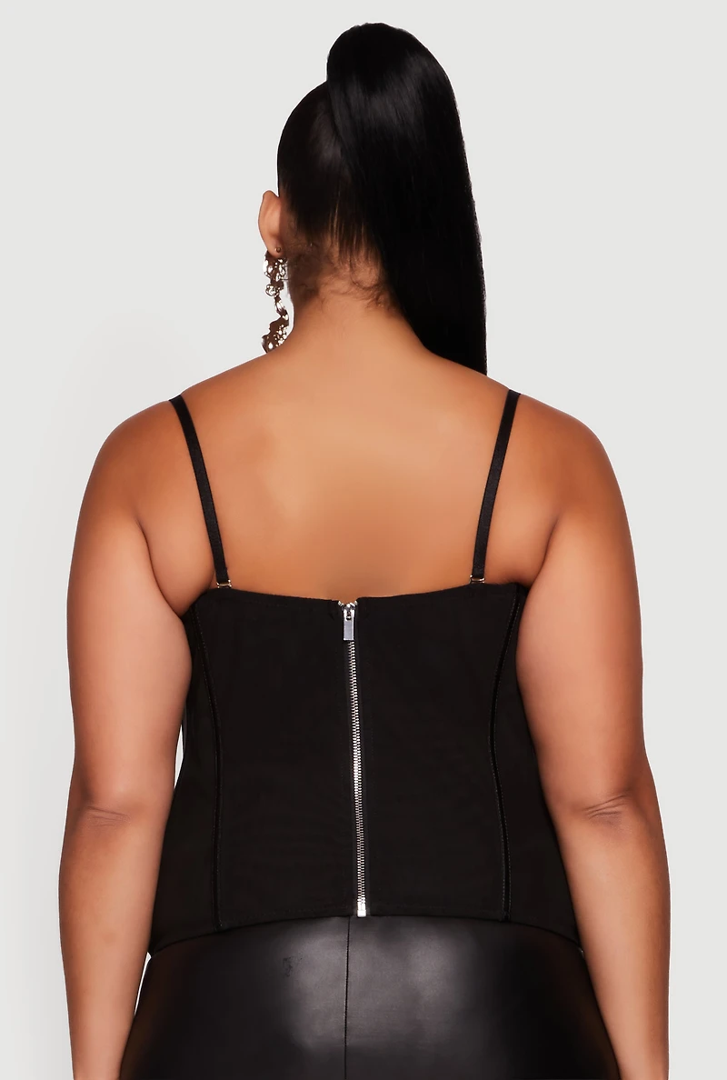 Plus Sleeveless Sweetheart Mesh Bustier Top