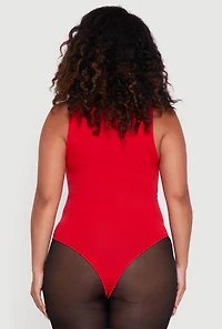 Plus Rhinestone Detail Sleeveless Mock Neck Bodysuit