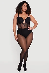 Plus Keyhole Detail Mesh Bodysuit