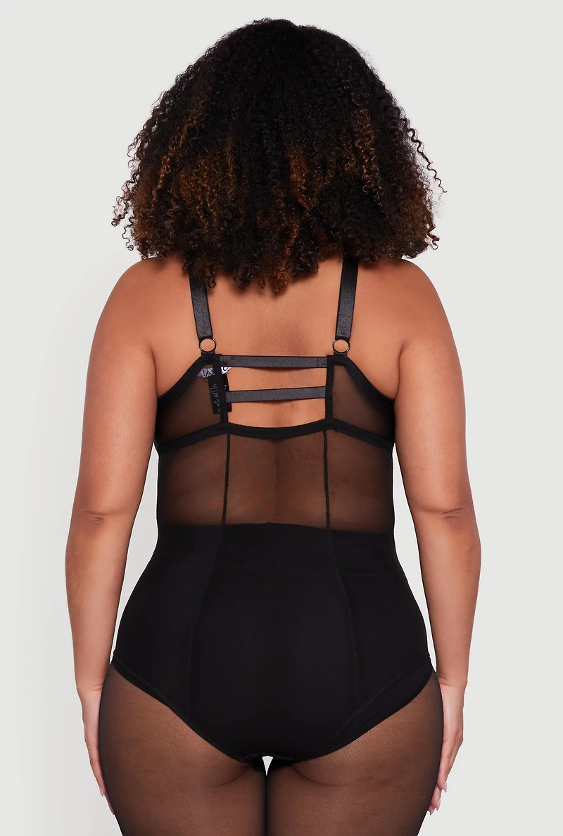 Plus Keyhole Detail Mesh Bodysuit