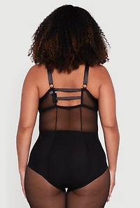 Plus Keyhole Detail Mesh Bodysuit