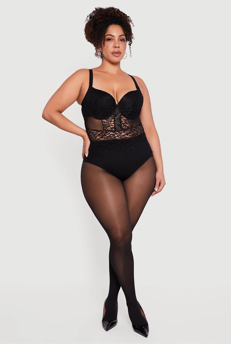 Plus Bustier Lace Bodysuit