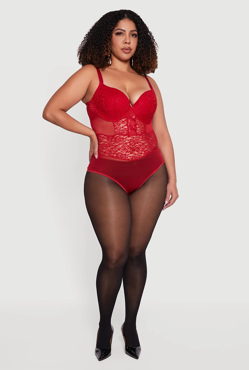 Plus Bustier Lace Bodysuit