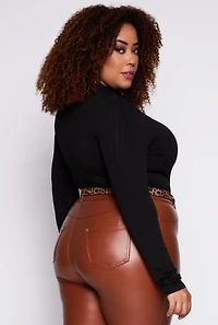 Plus Daisy Long Sleeve Mock Neck Bodysuit