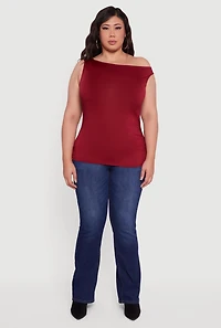 Womens Plus Sleeveless Boat Neck Ruched Blouse, 2X