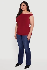 Womens Plus Sleeveless Boat Neck Ruched Blouse, 2X