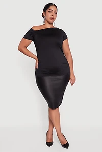 Plus One Shoulder Side Ruched Blouse