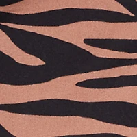 Plus Zebra Print Long Sleeve Boat Neck Blouse