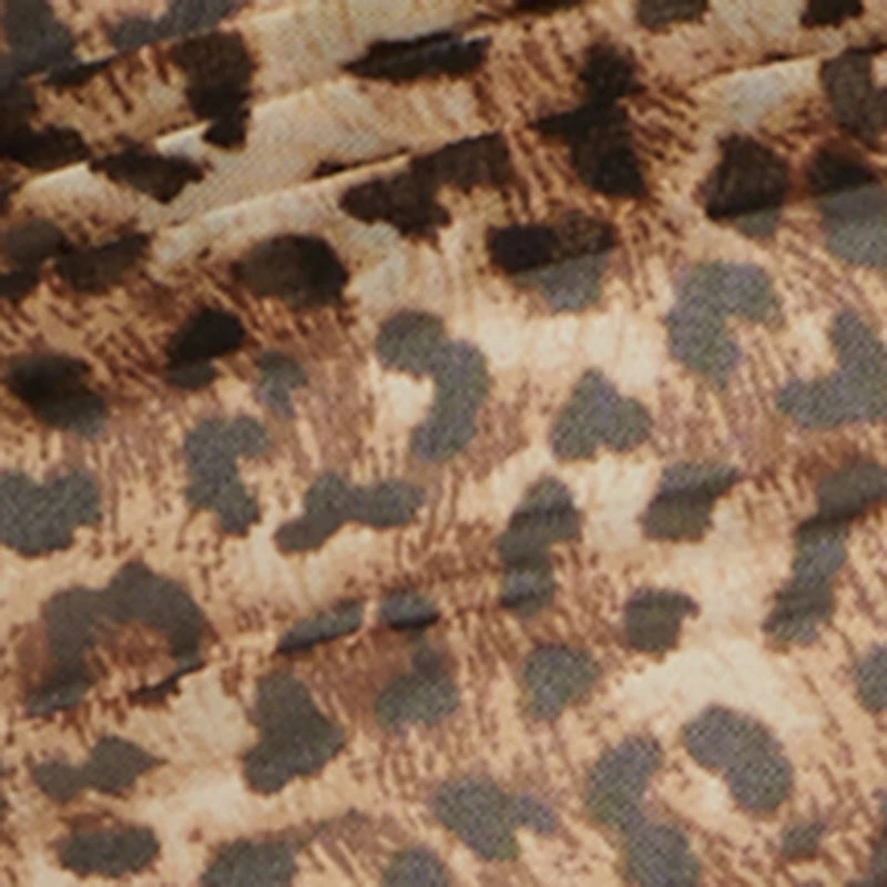 Plus Animal Print One Shoulder Mesh Blouse