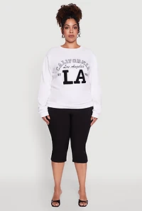 Womens Plus Size California LA Pullover Sweatshirt, White, Size 3X