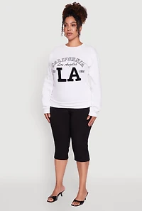 Womens Plus Size California LA Pullover Sweatshirt, White, Size 3X