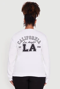 Womens Plus Size California LA Pullover Sweatshirt, White, Size 3X