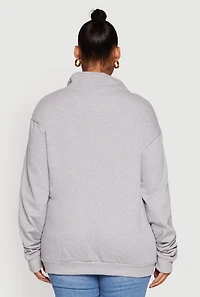 Womens Plus Size Chenille Los Angeles Graphic Quarter Zip Sweatshirt, Grey, Size 1X