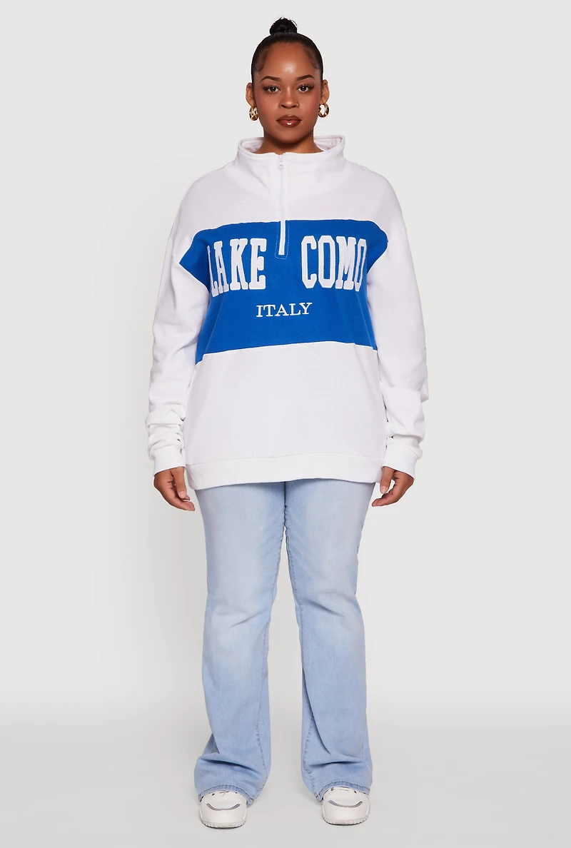 Plus Color Blocked Lake Como Graphic Sweatshirt