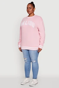 Womens Plus Size Chenille Malibu Pullover Sweatshirt, Pink, Size 1X