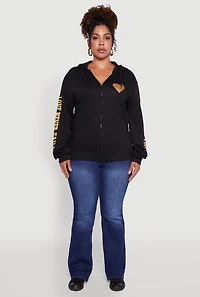 Womens Plus Size Love Never Fails Back Graphic Hoodie, Black, Size 2X