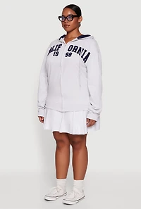 Womens Plus Size California Chenille Graphic Hooded Sweatshirt, Grey, Size 2X