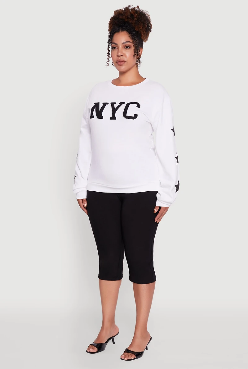 Plus NYC Embroidered Pullover Sweatshirt