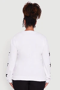 Womens Plus Size NYC Embroidered Pullover Sweatshirt, White, Size 2X