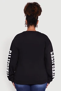 Womens Plus Size Los Angeles California Fleece Pullover Sweatshirt, Black, Size 2X