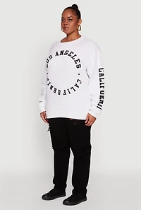 Womens Plus Size Los Angeles California Fleece Pullover Sweatshirt, White, Size 3X