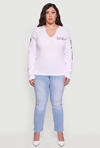 Plus Long Sleeve Live The Moment Graphic Tee