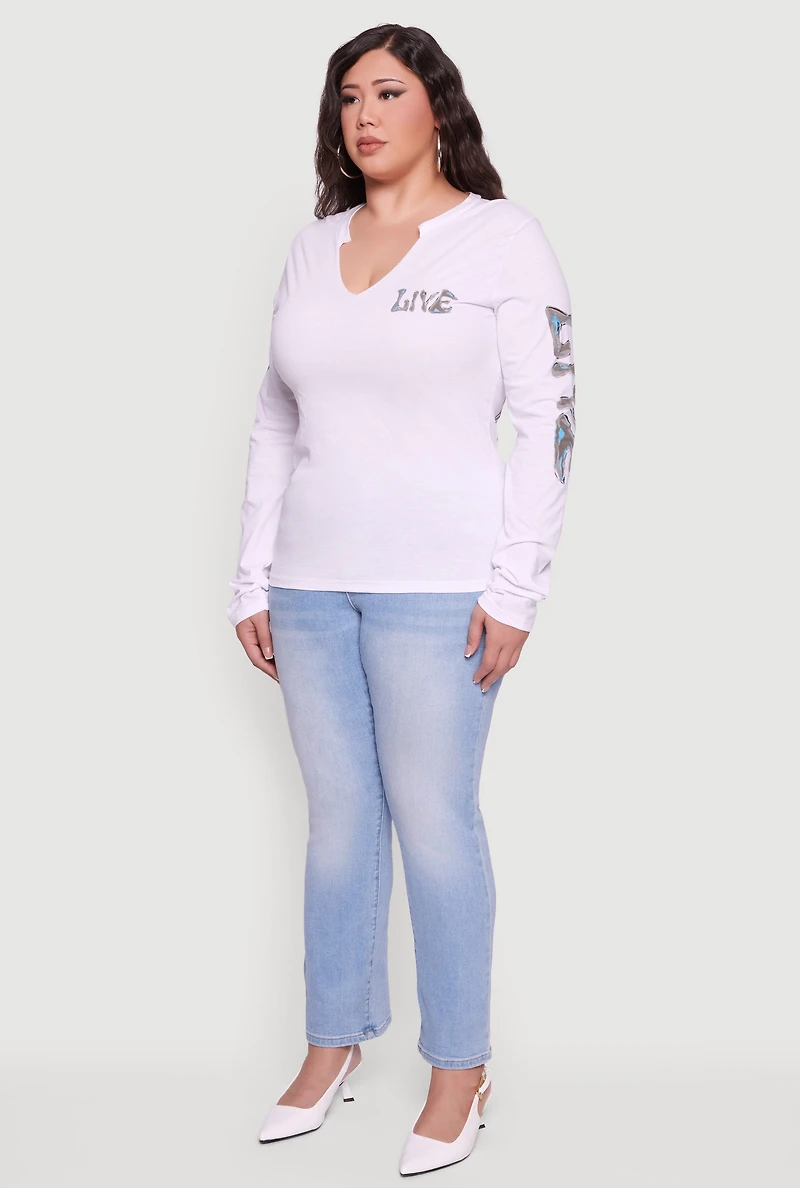 Plus Long Sleeve Live The Moment Graphic Tee