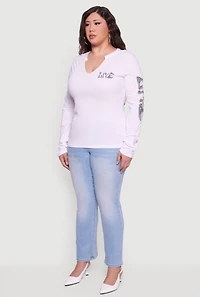 Plus Long Sleeve Live The Moment Graphic Tee