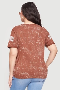 Plus Acid Wash Los Angeles Graphic Notched Neck Tee