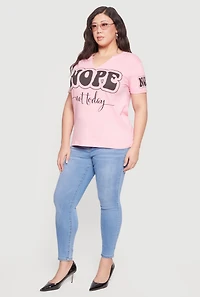 Plus Nope Not Today Graphic Notched Neck Tee