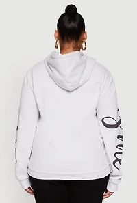 Womens Plus Size She Is Me Graphic Pullover Hoodie, Grey, Size 3X