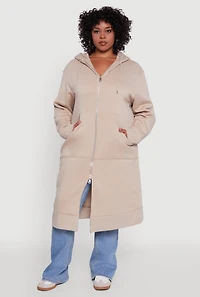Plus Zip Front Long Hoodie