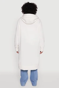 Womens Plus Size Zip Front Long Hoodie, White, Size 3X