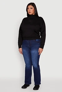 Womens Plus Fleece Lined Mock Neck Half Zip Sweatshirt,