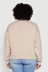 Womens Plus Fleece Lined Mock Neck Half Zip Sweatshirt, 3X
