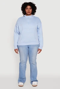 Womens Plus Fleece Lined Mock Neck Half Zip Sweatshirt, 4X