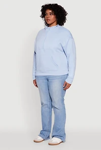 Womens Plus Fleece Lined Mock Neck Half Zip Sweatshirt, 4X