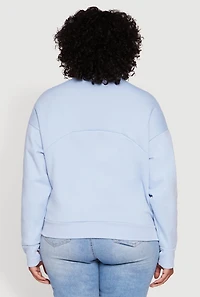 Womens Plus Fleece Lined Mock Neck Half Zip Sweatshirt, 4X