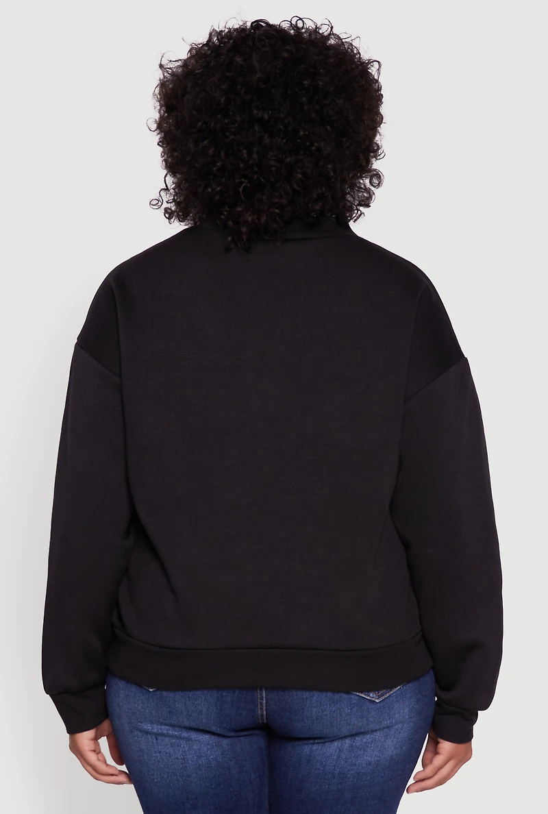 Womens Plus Size Oversized Fleece Lined Button Front Cardigan, Black, Size 4X