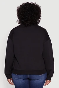Womens Plus Size Oversized Fleece Lined Button Front Cardigan, Black, Size 4X