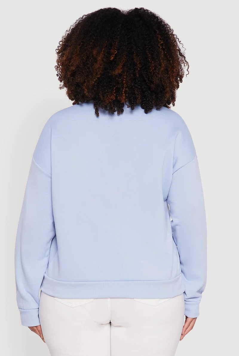 Womens Plus Size Oversized Fleece Lined Button Front Cardigan, Blue, Size 1X