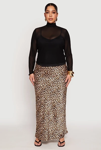 Plus Lined Mesh Mock Neck Top