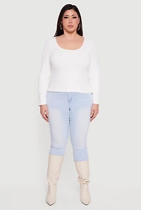 Plus Rib Knit Long Sleeve Scoop Neck Top
