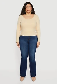 Plus Rib Knit Long Sleeve Scoop Neck Top