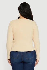 Plus Rib Knit Long Sleeve Scoop Neck Top