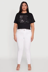 Womens Plus Rhinestone She Is Me Graphic Tee,