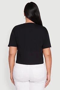 Womens Plus Size Rhinestone She Is Me Graphic Tee, Black, Size 3X
