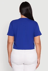 Womens Plus Size Rhinestone She Is Me Graphic Tee, Blue, Size 3X